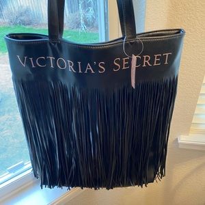 NWT Victoria’s Secret BLACK Faux Leather TOTE